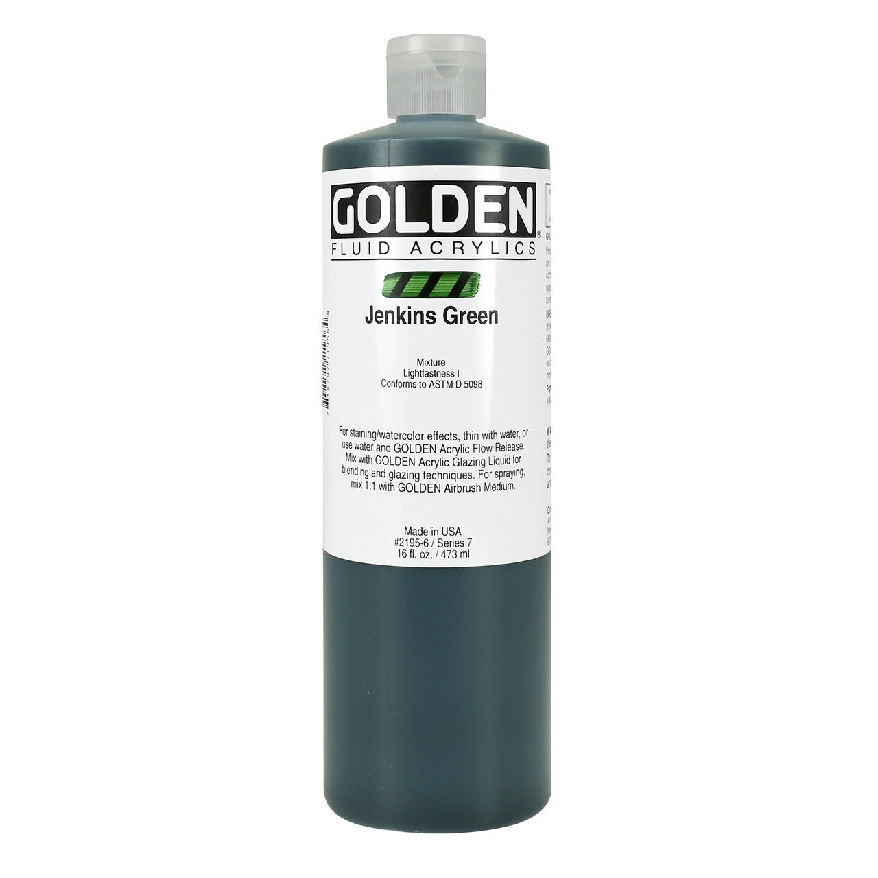 Golden Fluid Acrylic Jenkins Green 16 oz - merriartist.com