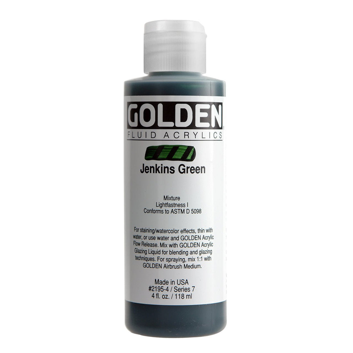 Golden Fluid Acrylic Jenkins Green 4 oz - merriartist.com