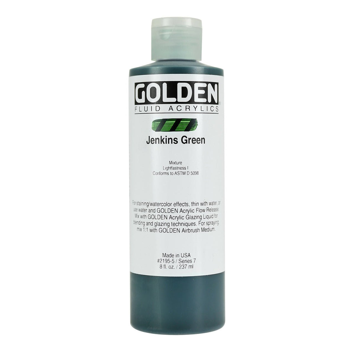 Golden Fluid Acrylic Jenkins Green 8 oz - merriartist.com