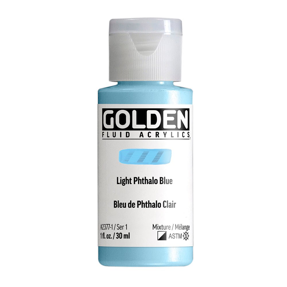 Golden Fluid Acrylic Light Phthalo Blue 1 oz (pre-order) - The Merri Artist - merriartist.com