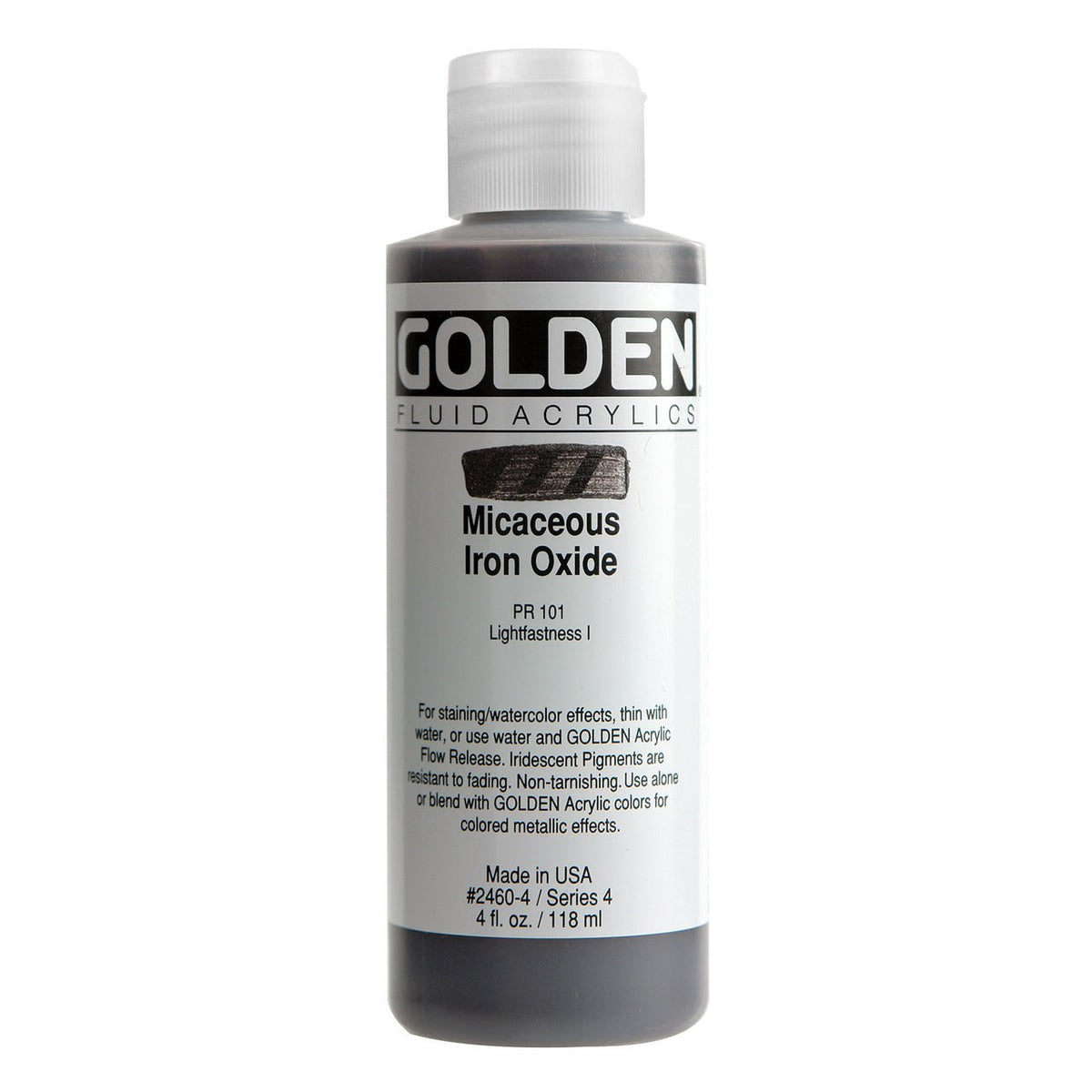 Golden Fluid Acrylic Micaceous Iron Oxide 4 oz - merriartist.com