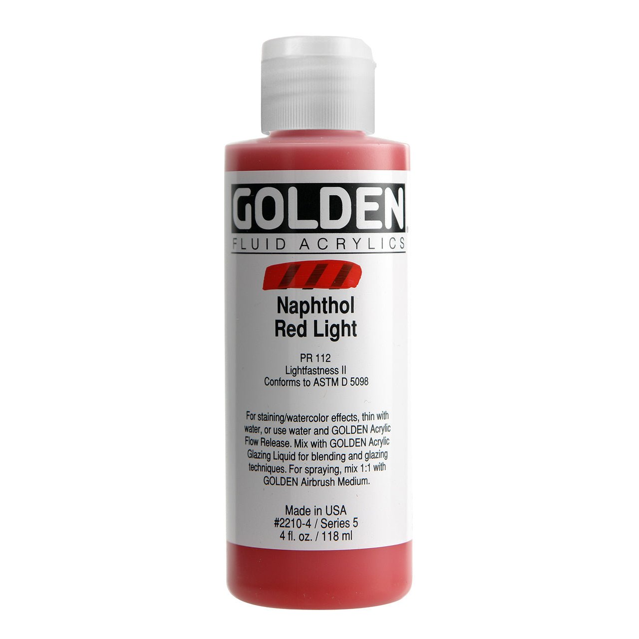 Golden Fluid Acrylic Naphthol Red Light 4 oz - merriartist.com