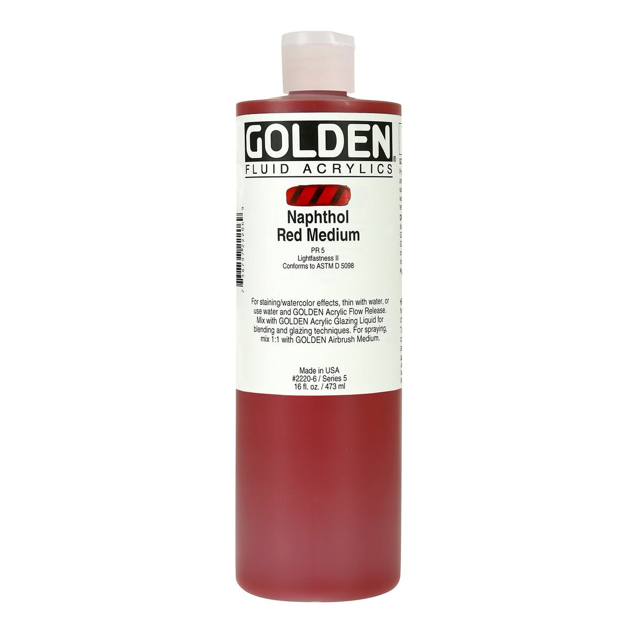 Golden Fluid Acrylic Naphthol Red Medium 16 oz - merriartist.com