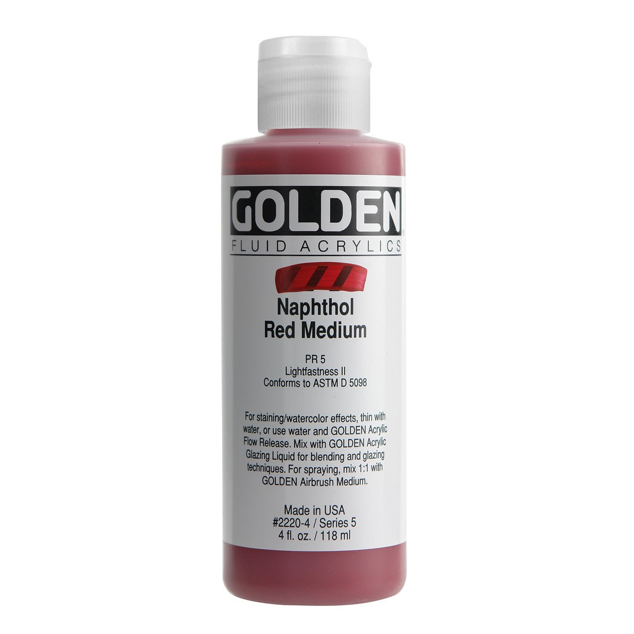 Golden Fluid Acrylic Naphthol Red Medium 4 oz - merriartist.com