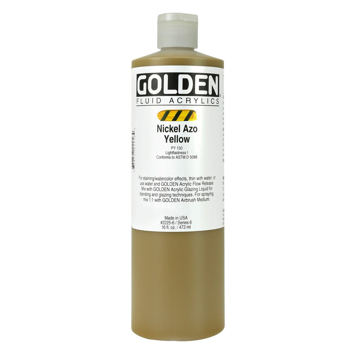 Golden Fluid Acrylic Nickel Azo Yellow 16 oz - merriartist.com