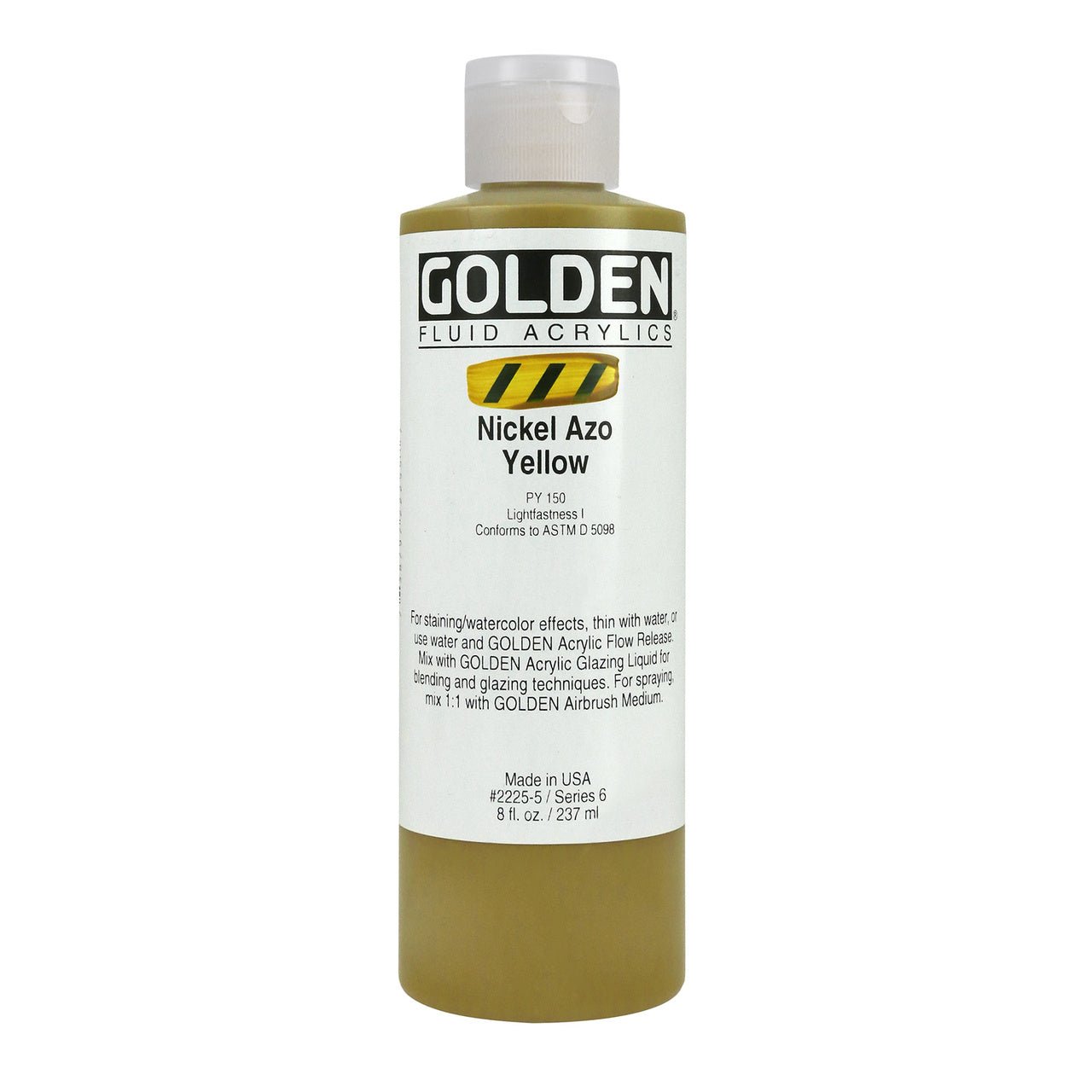 Golden Fluid Acrylic Nickel Azo Yellow 8 oz - merriartist.com