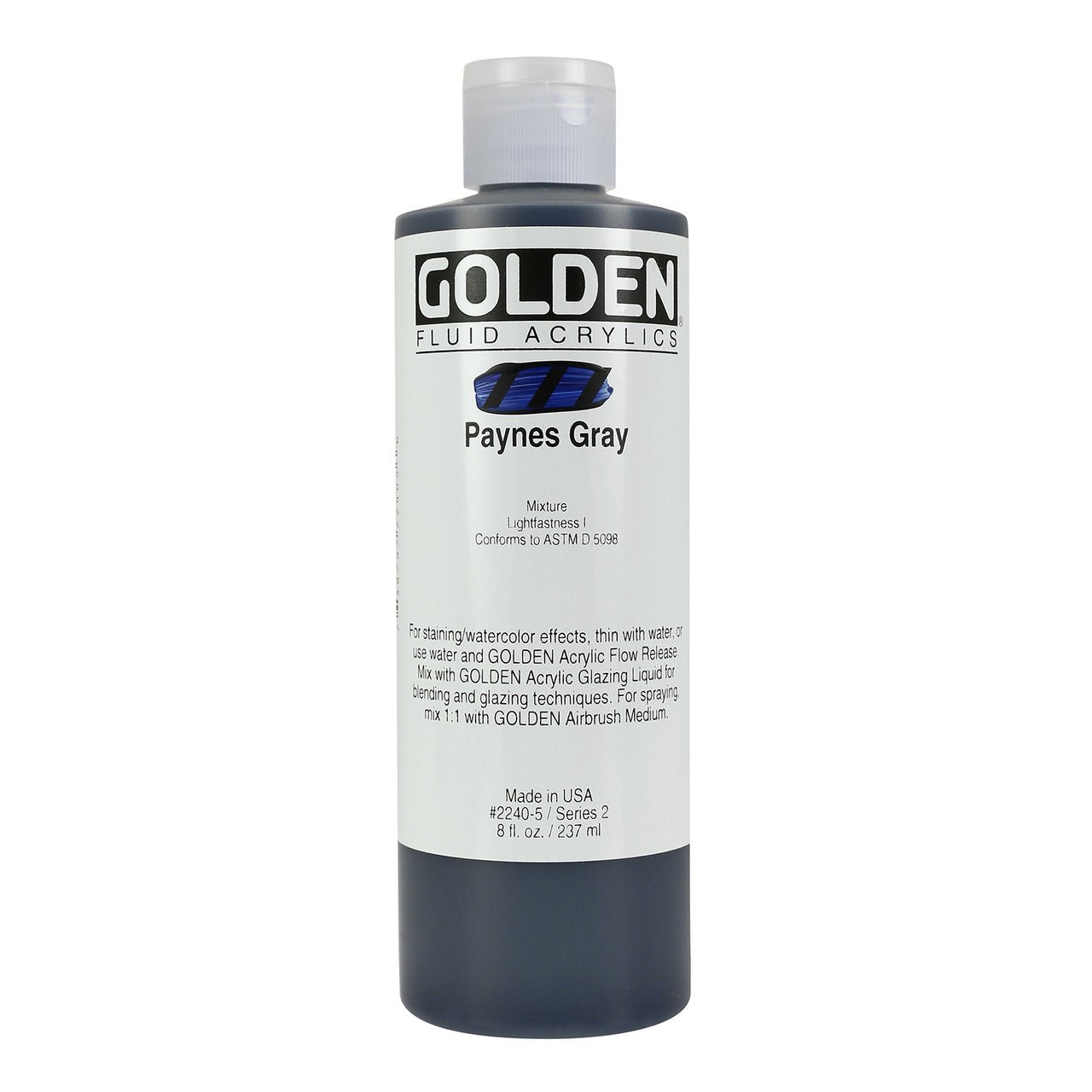 Golden Fluid Acrylic Paynes Gray 8 oz - merriartist.com