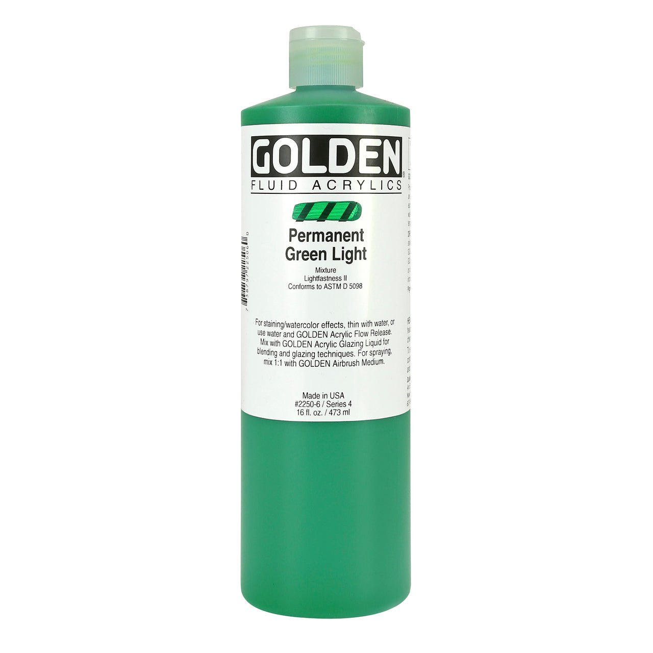 Golden Fluid Acrylic Permanent Green Light 16 oz - merriartist.com
