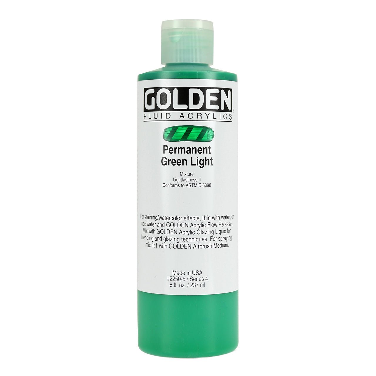 Golden Fluid Acrylic Permanent Green Light 8 oz - merriartist.com