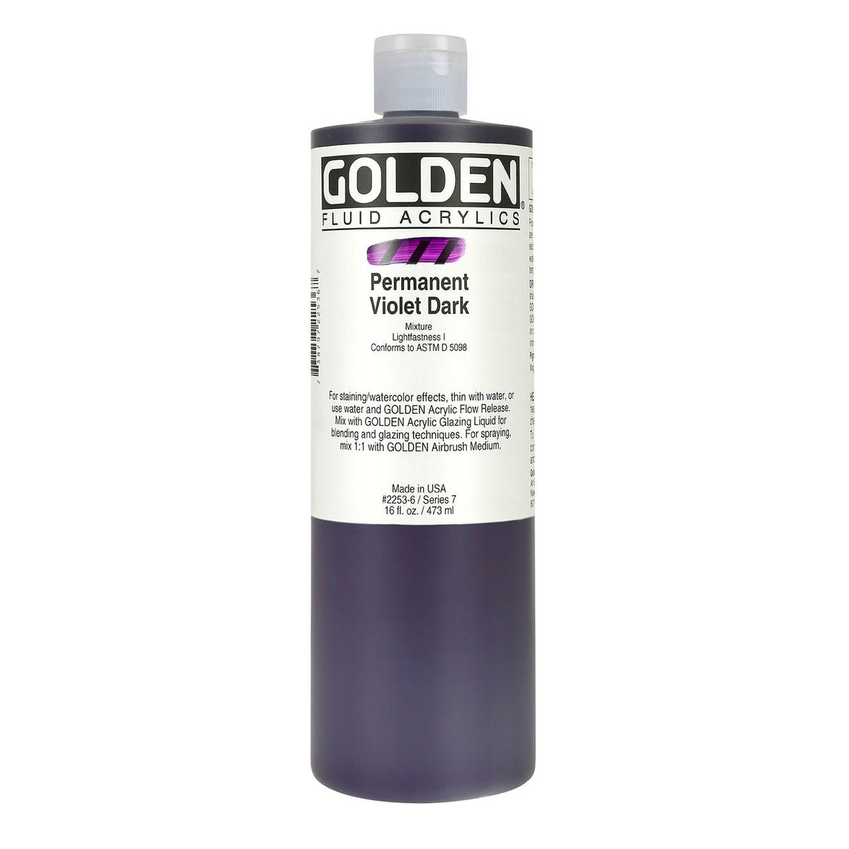 Golden Fluid Acrylic Permanent Violet Dark 16 oz - merriartist.com