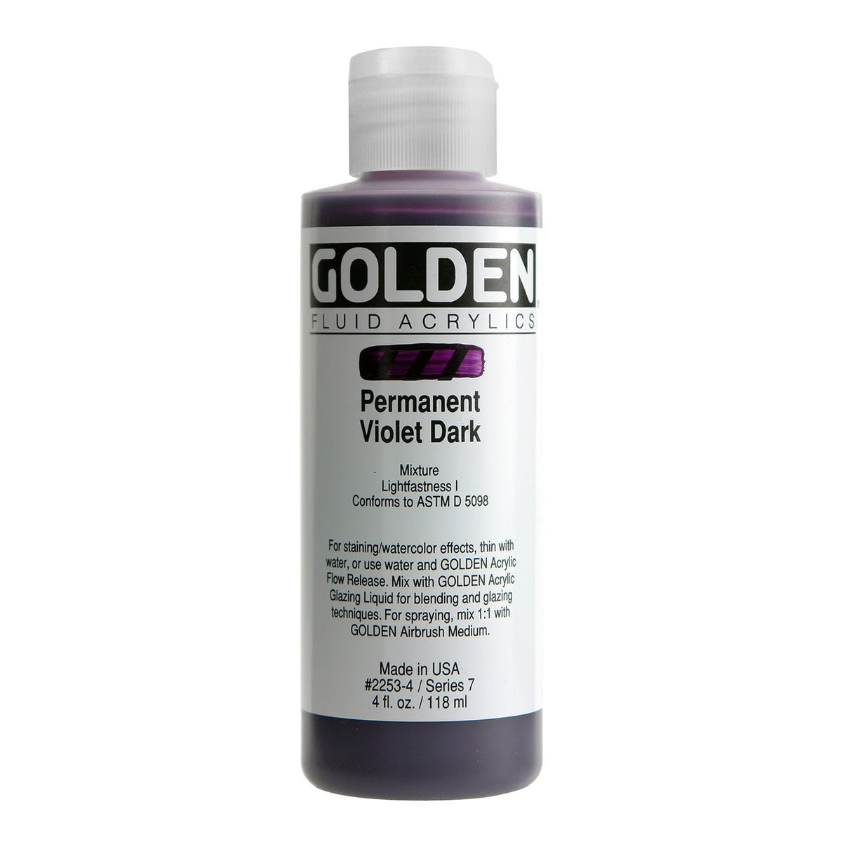 Golden Fluid Acrylic Permanent Violet Dark 4 oz - merriartist.com