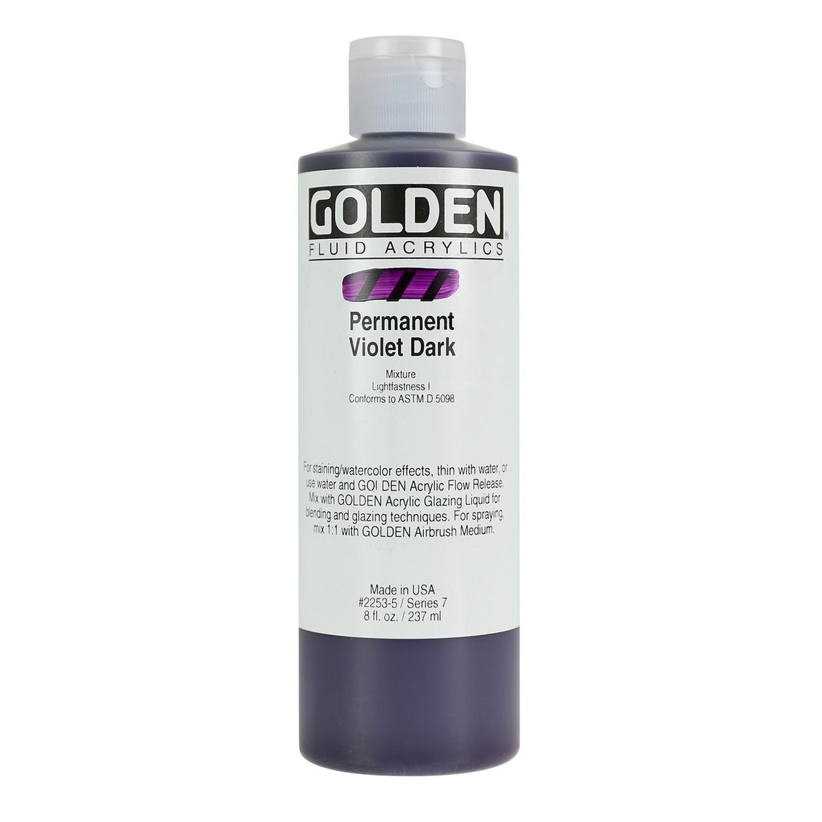 Golden Fluid Acrylic Permanent Violet Dark 8 oz - merriartist.com