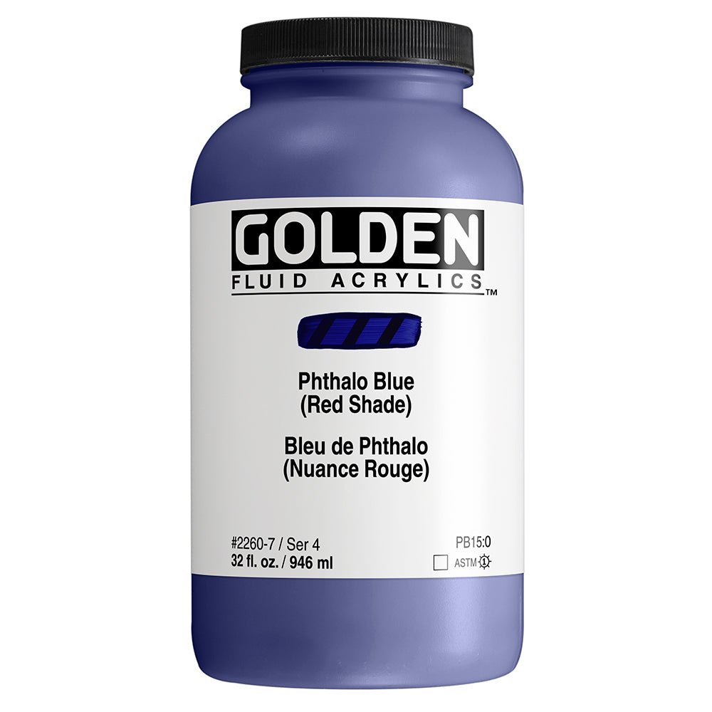 Golden Fluid Acrylic Phthalo Blue (red shade) 32 oz - merriartist.com