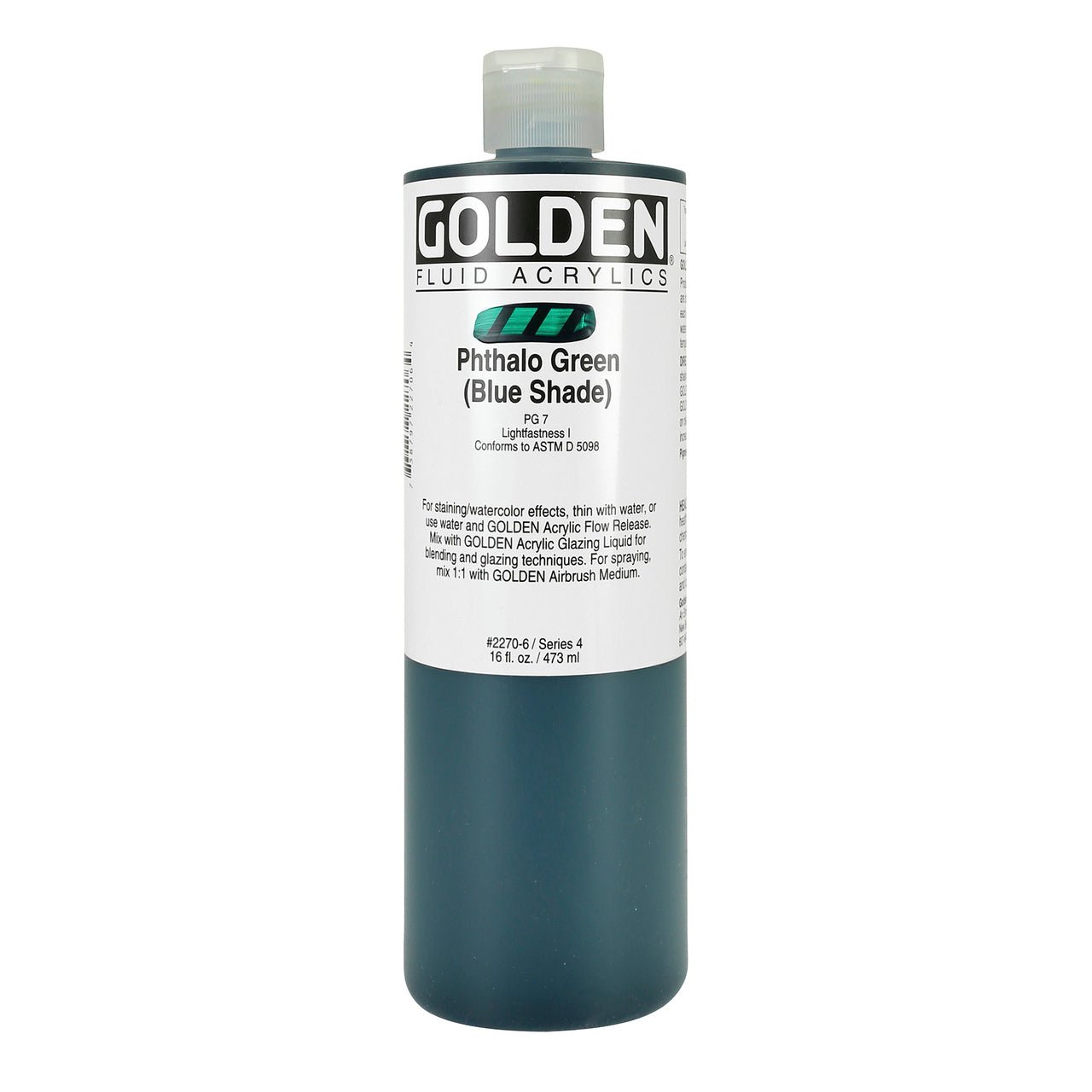 Golden Fluid Acrylic Phthalo Green (blue shade) 16 oz - merriartist.com