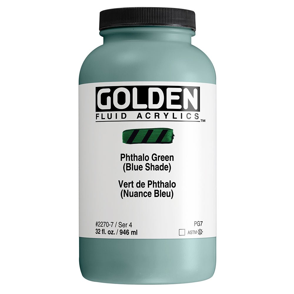 Golden Fluid Acrylic Phthalo Green (blue shade) 32 oz - merriartist.com