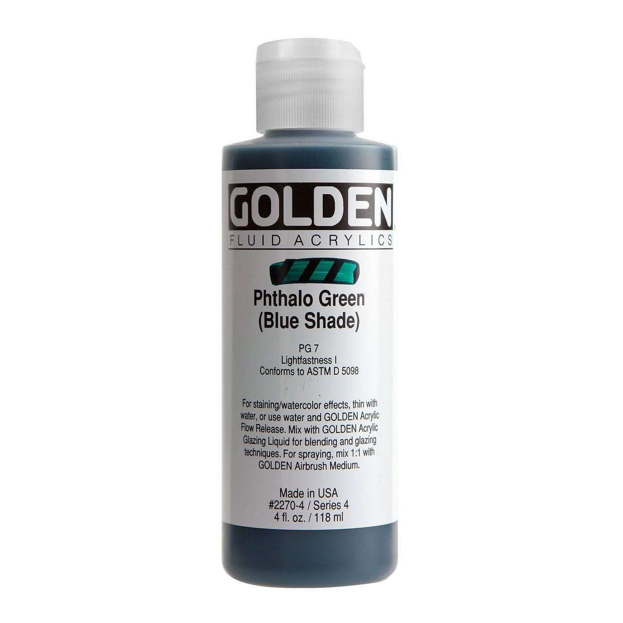 Golden Fluid Acrylic Phthalo Green (blue shade) 4 oz - merriartist.com