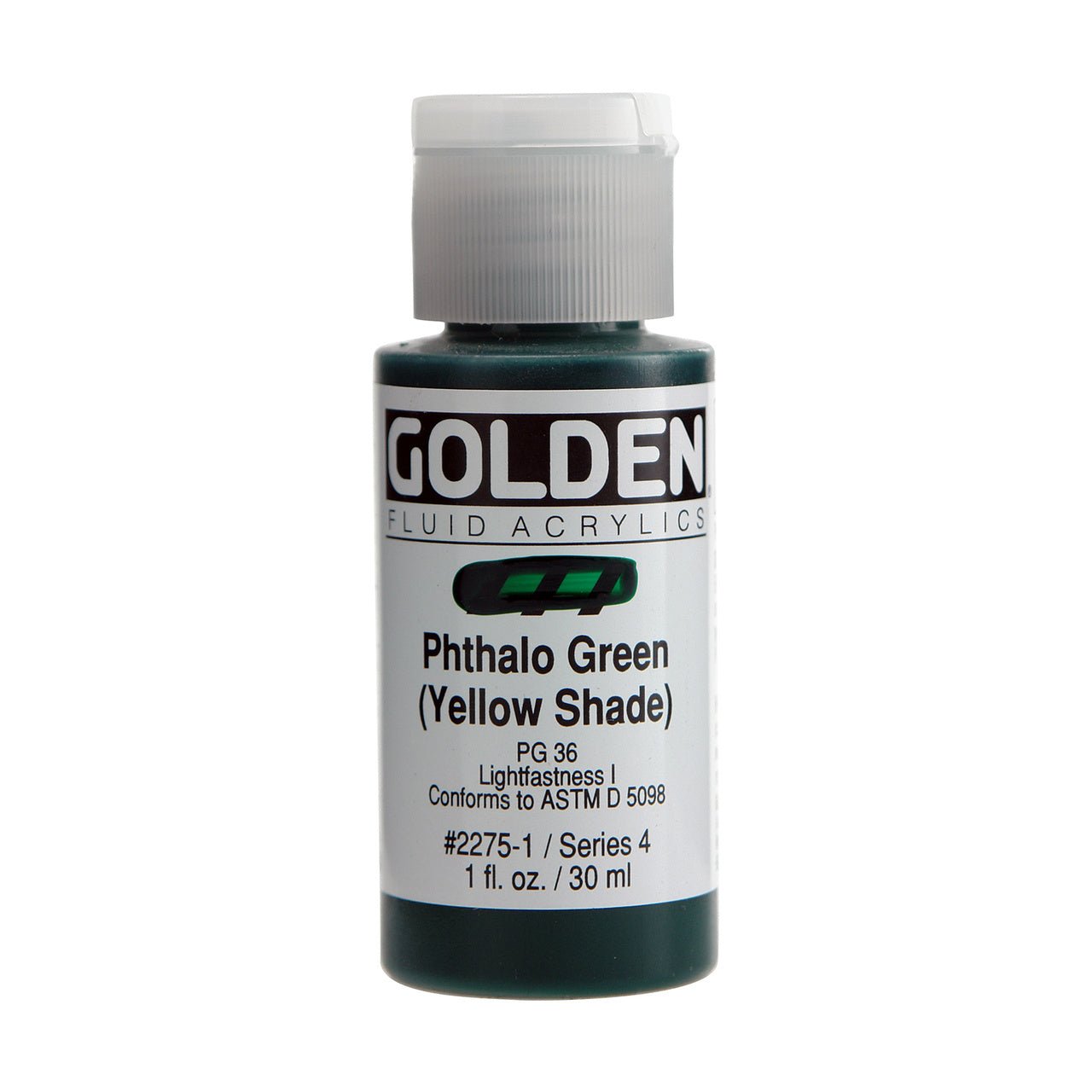 Golden Fluid Acrylic Phthalo Green (yellow shade) 1 oz - merriartist.com