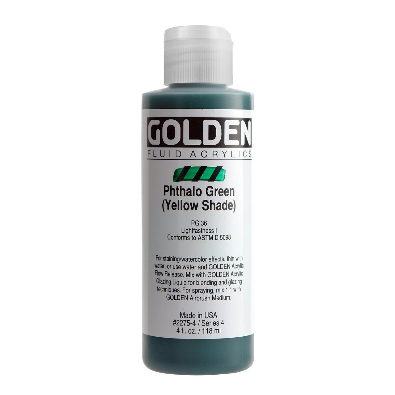 Golden Fluid Acrylic Phthalo Green (yellow shade) 4 oz - merriartist.com