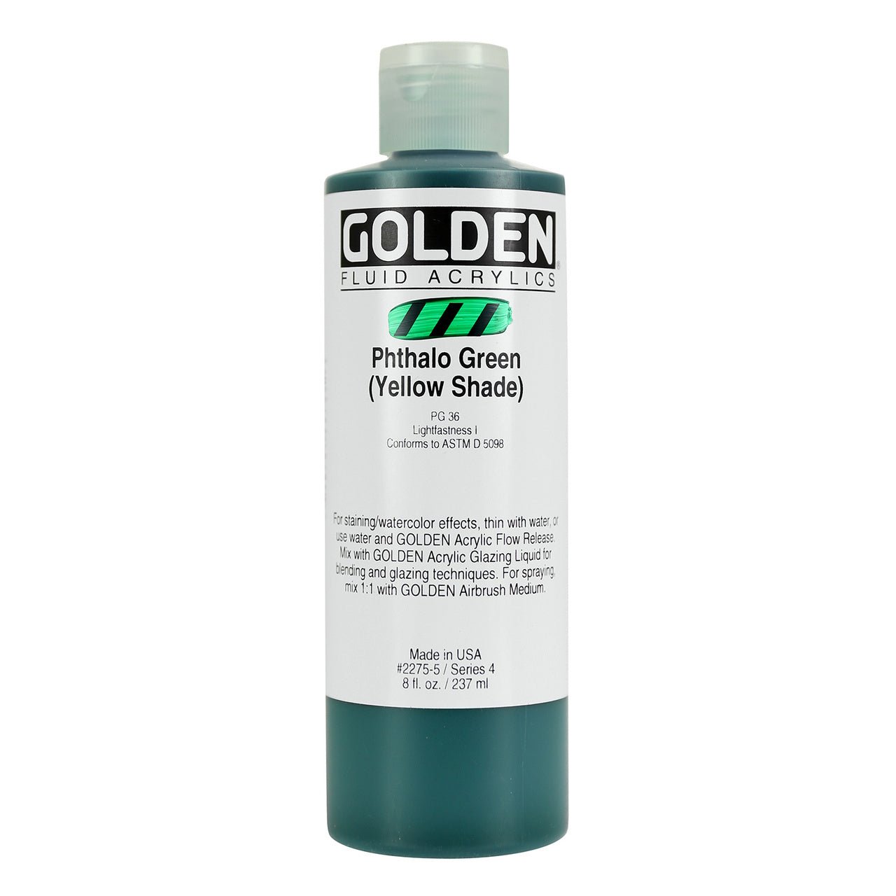 Golden Fluid Acrylic Phthalo Green (yellow shade) 8 oz - merriartist.com