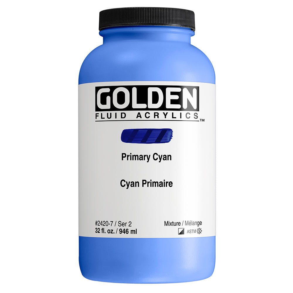 Golden Fluid Acrylic Primary Cyan 32 oz - merriartist.com