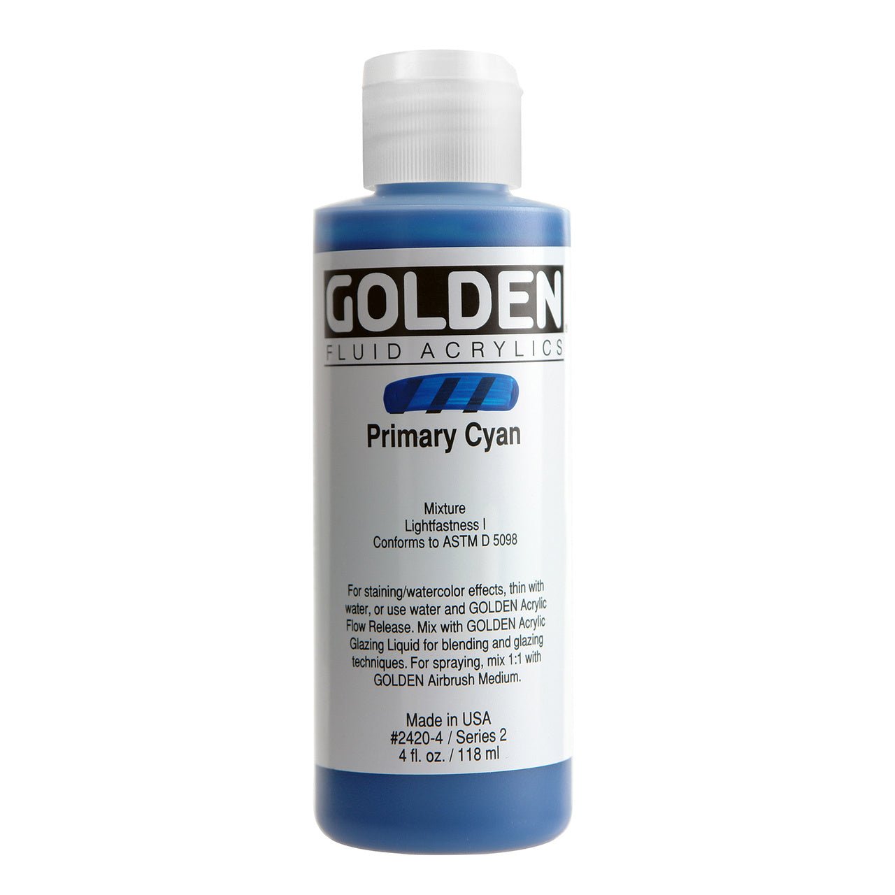 Golden Fluid Acrylic Primary Cyan 4 oz - merriartist.com