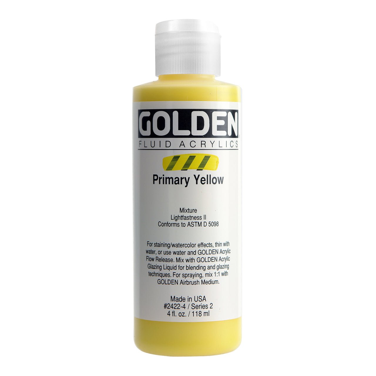 Golden Fluid Acrylic Primary Yellow 4 oz - merriartist.com