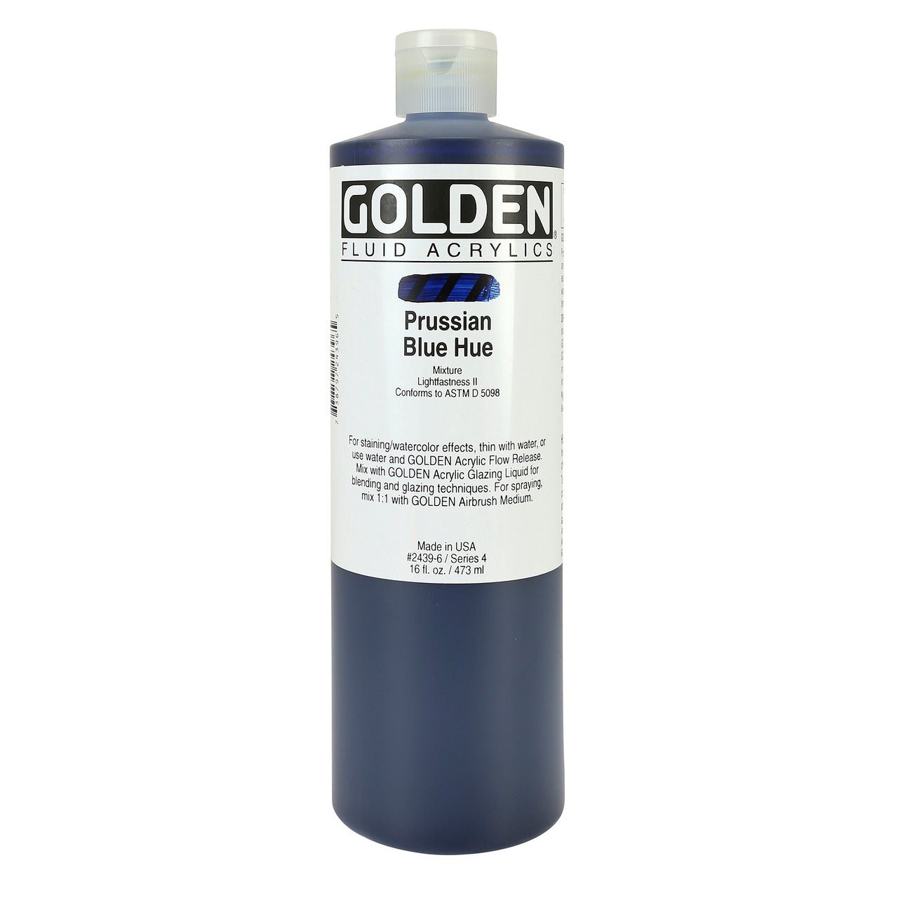 Golden Fluid Acrylic Prussian Blue Hue 16 oz - merriartist.com