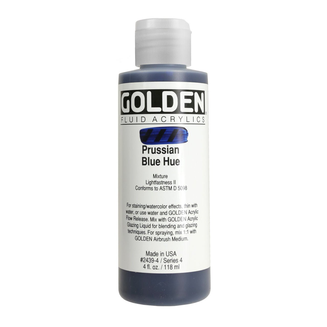 Golden Fluid Acrylic Prussian Blue Hue 4 oz - merriartist.com