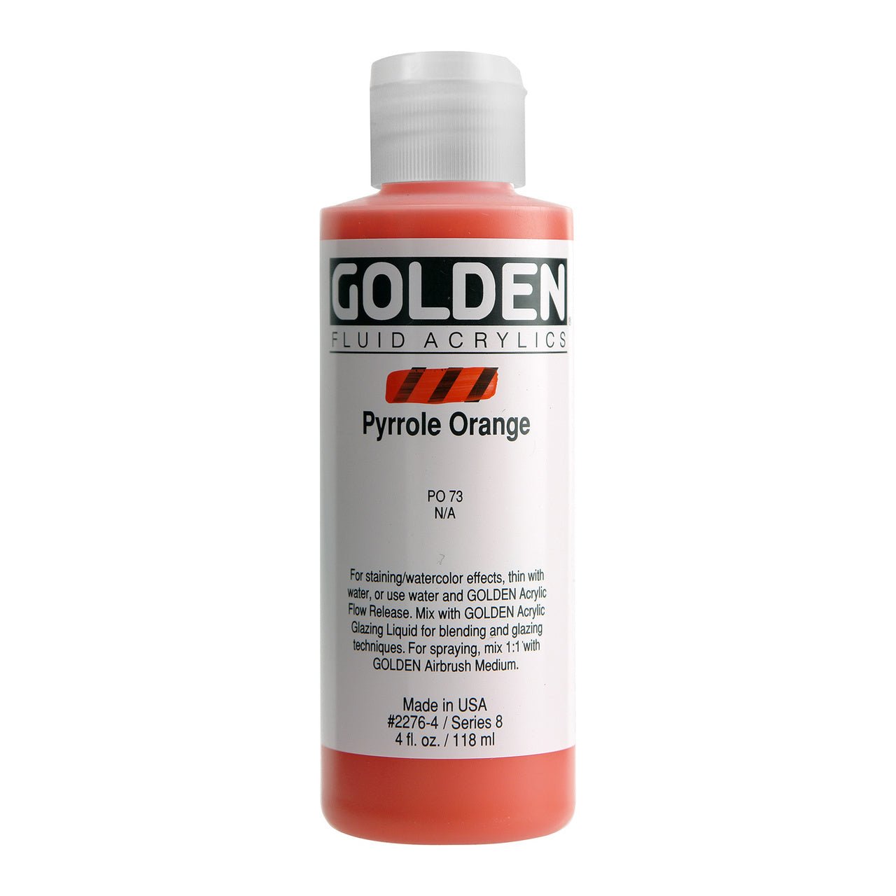 Golden Fluid Acrylic Pyrrole Orange 4 oz - merriartist.com