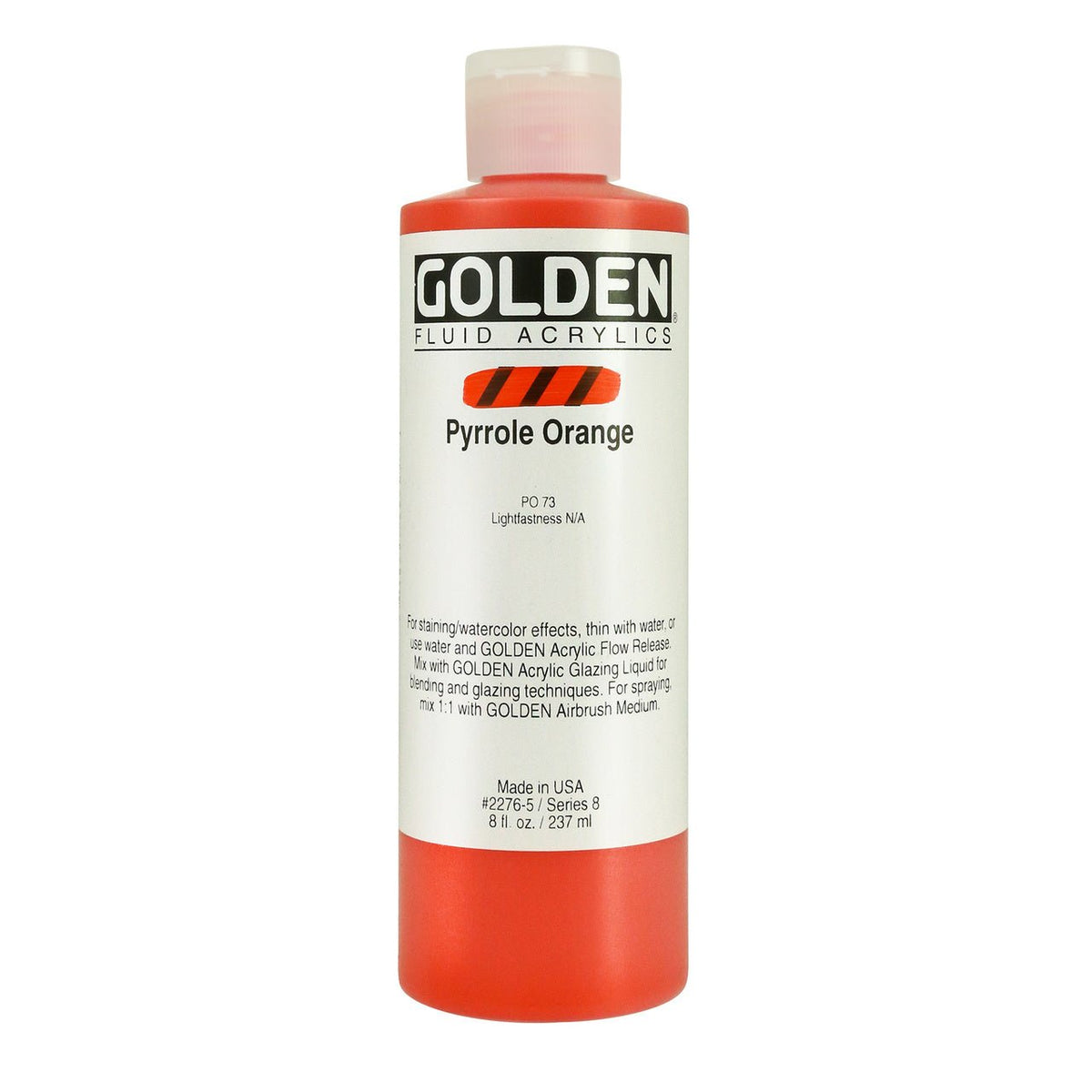 Golden Fluid Acrylic Pyrrole Orange 8 oz - merriartist.com