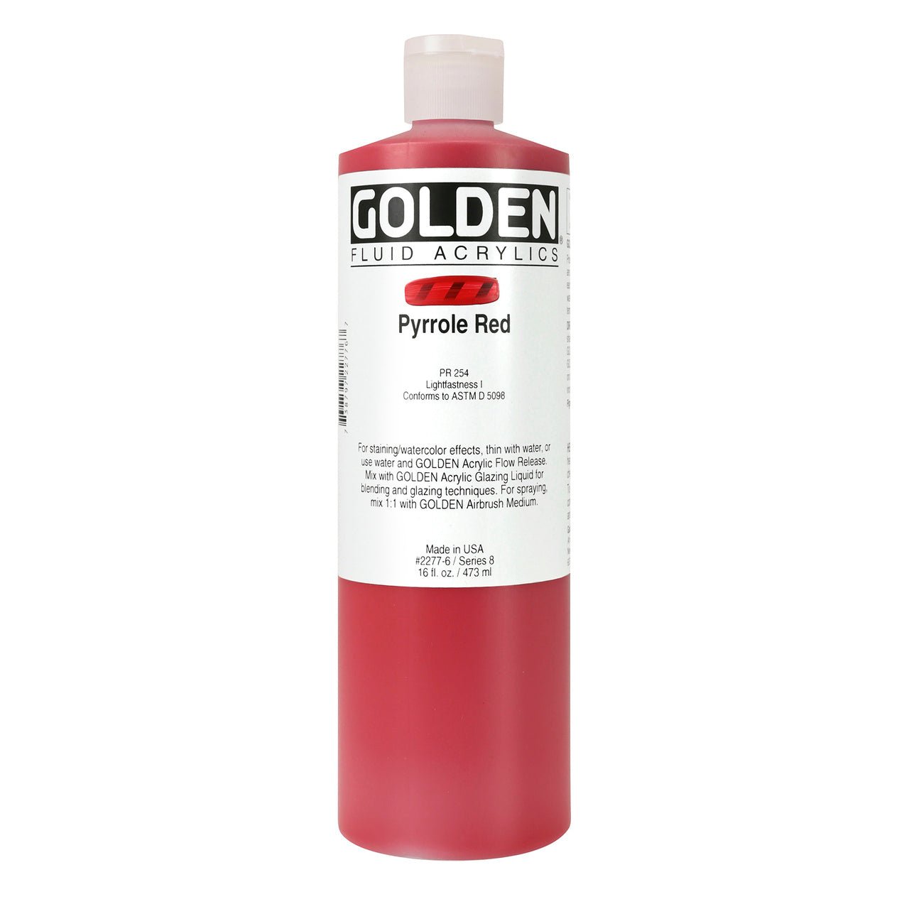 Golden Fluid Acrylic Pyrrole Red 16 oz - merriartist.com