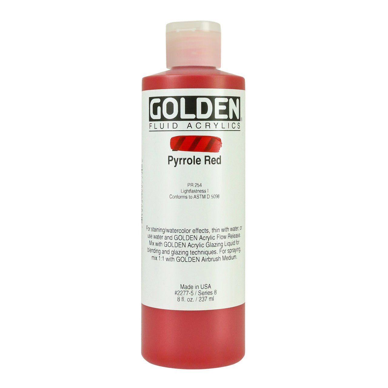 Golden Fluid Acrylic Pyrrole Red 8 oz - merriartist.com