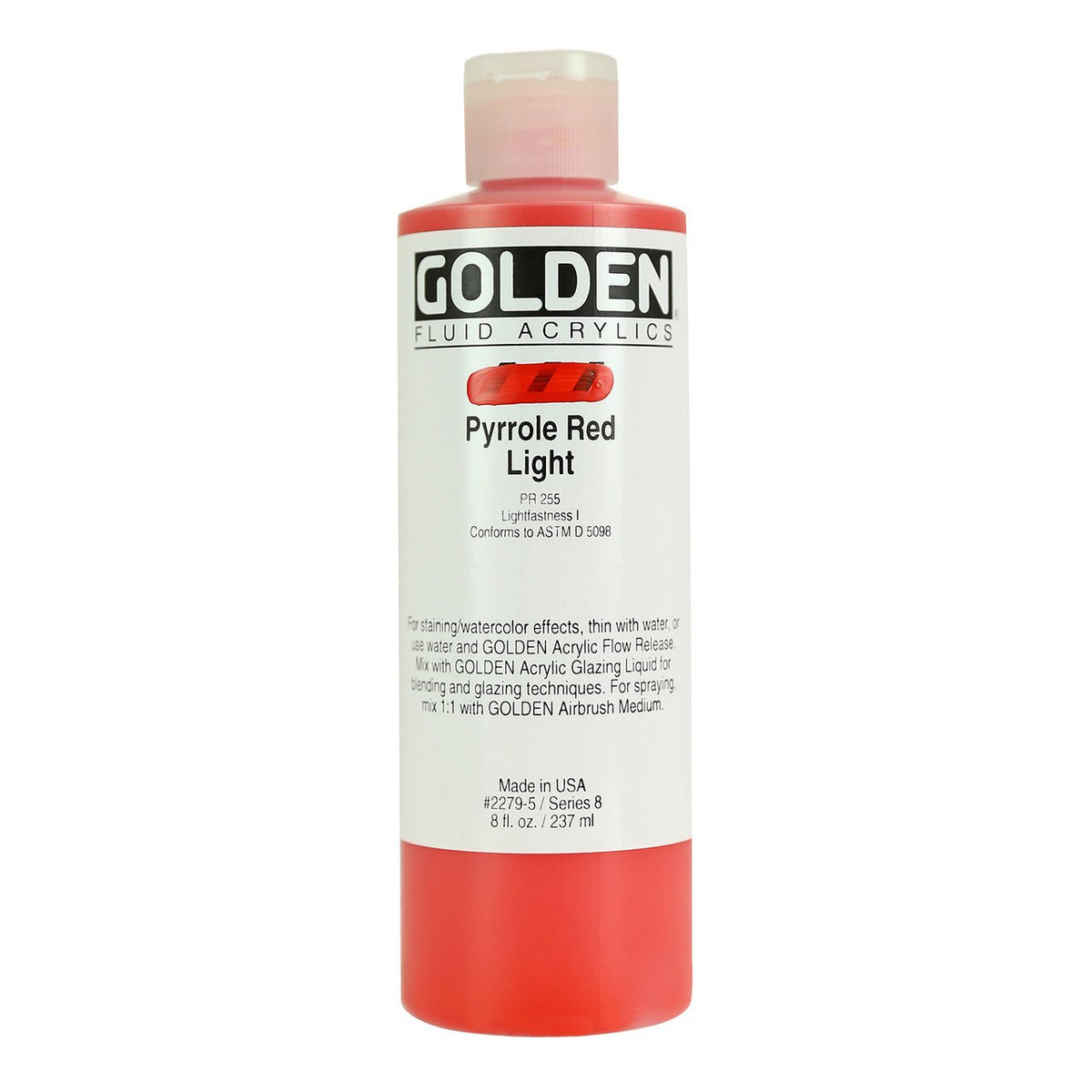 Golden Fluid Acrylic Pyrrole Red Light 8 oz - merriartist.com