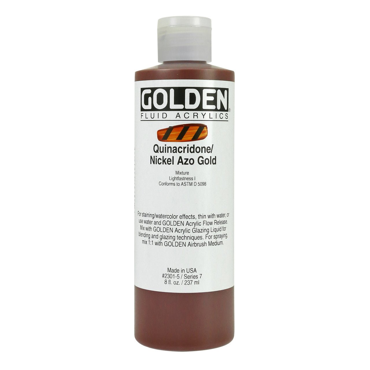 Golden Fluid Acrylic Quinacridone Nickel Azo Gold 8 oz - merriartist.com