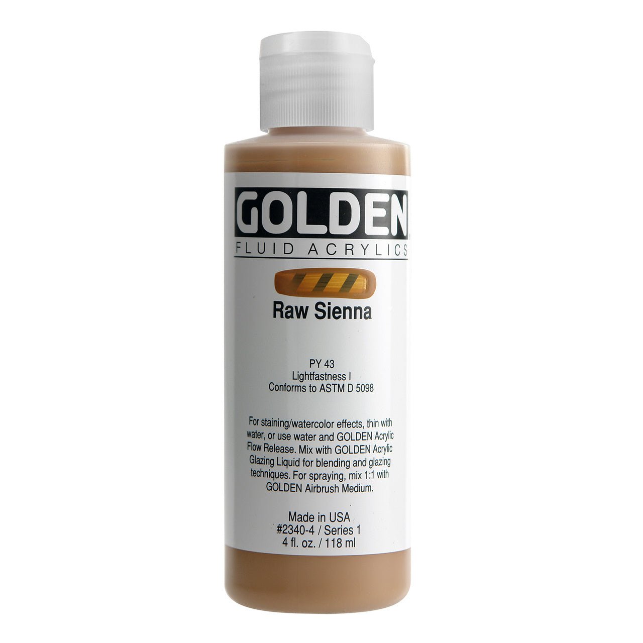 Golden Fluid Acrylic Raw Sienna 4 oz - merriartist.com