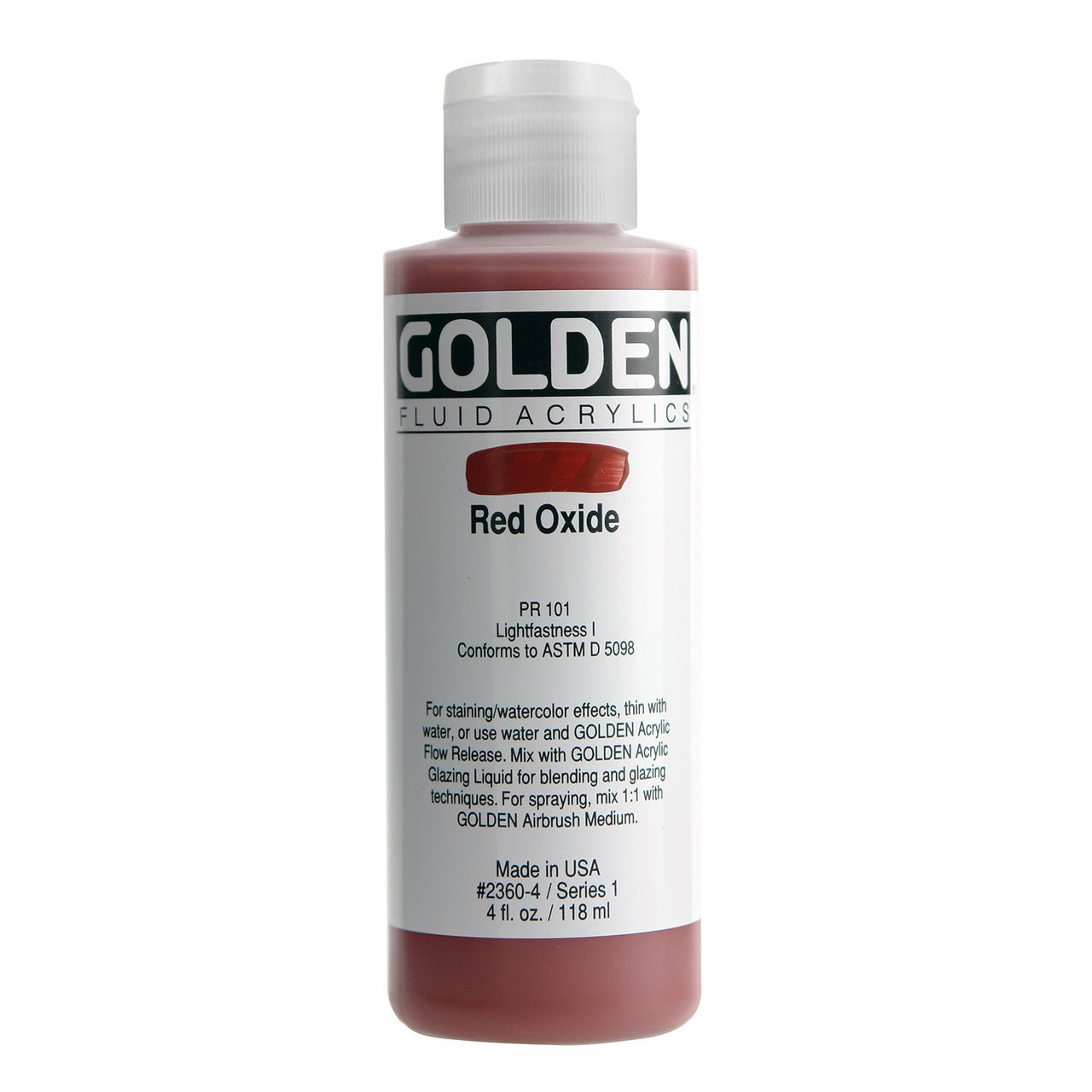 Golden Fluid Acrylic Red Oxide 4 oz - merriartist.com