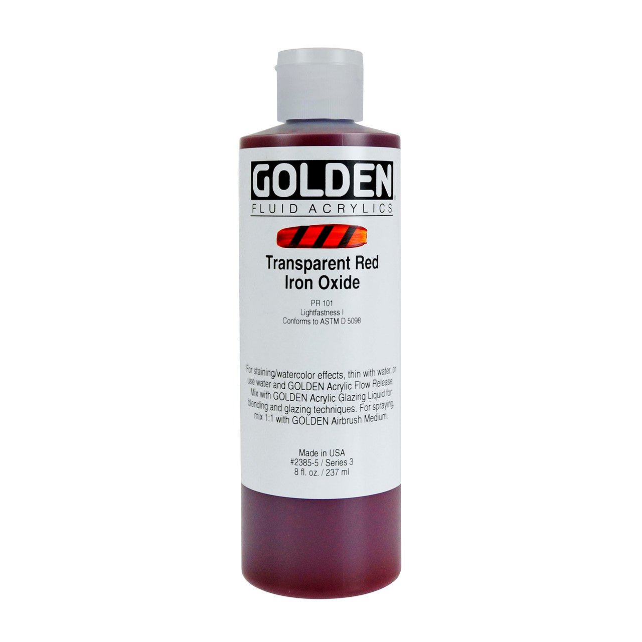 Golden Fluid Acrylic Transparent Red Iron Oxide 8 oz - merriartist.com