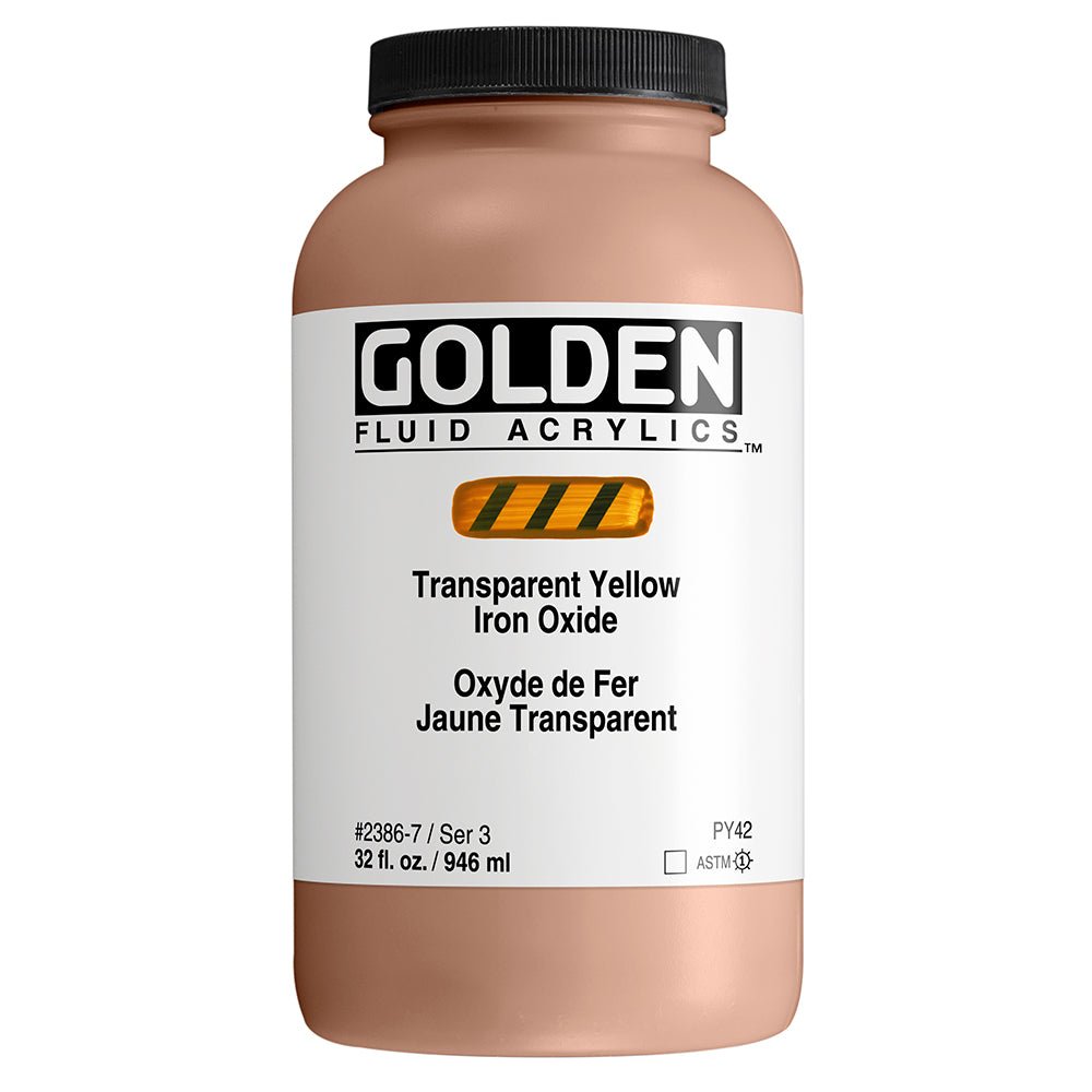 Golden Fluid Acrylic Transparent Yellow iron Oxide 32 oz - merriartist.com