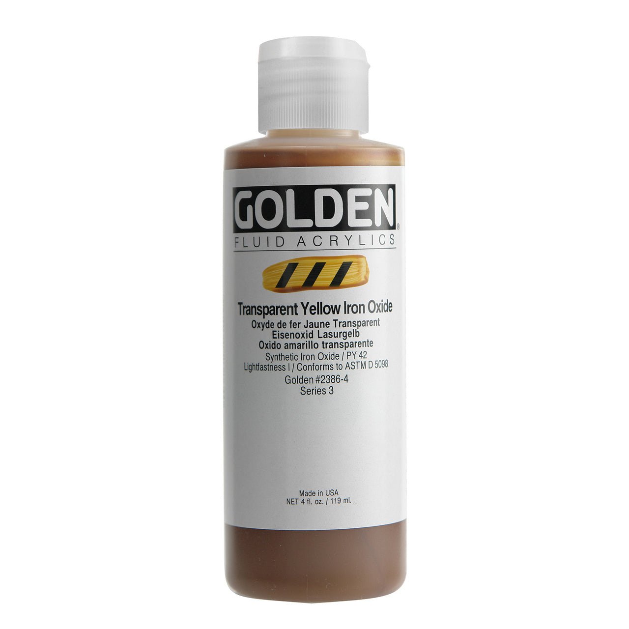 Golden Fluid Acrylic Transparent Yellow iron Oxide 4 oz - merriartist.com