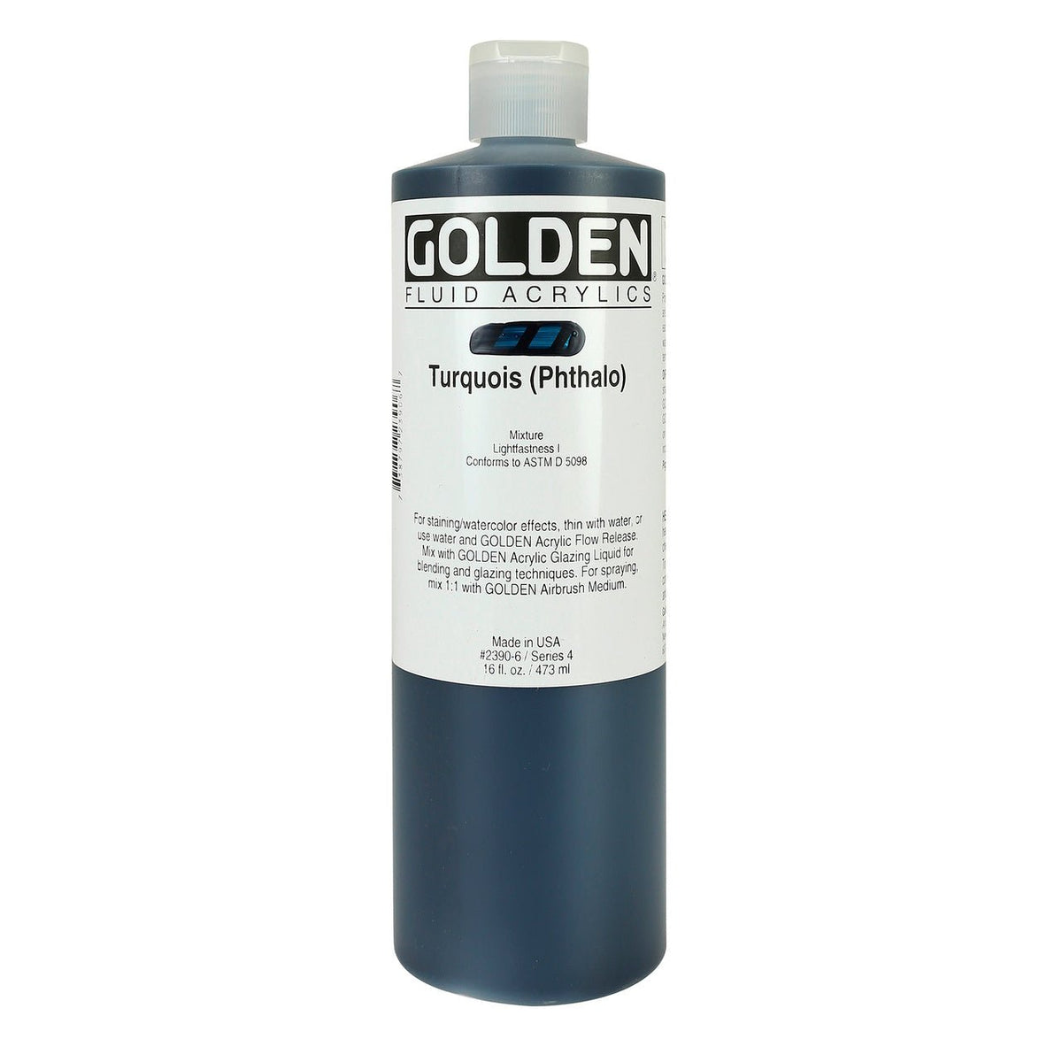 Golden Fluid Acrylic Turquoise (Phthalo) 16 oz - merriartist.com