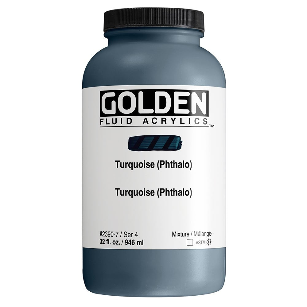 Golden Fluid Acrylic Turquoise (Phthalo) 32 oz - merriartist.com