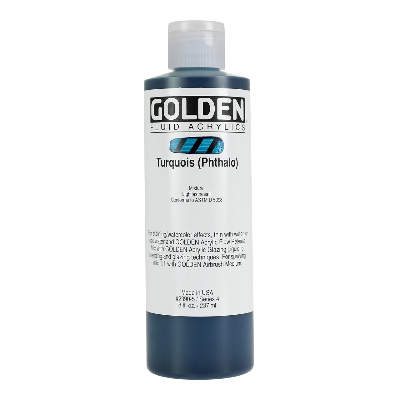 Golden Fluid Acrylic Turquoise (Phthalo) 8 oz - merriartist.com