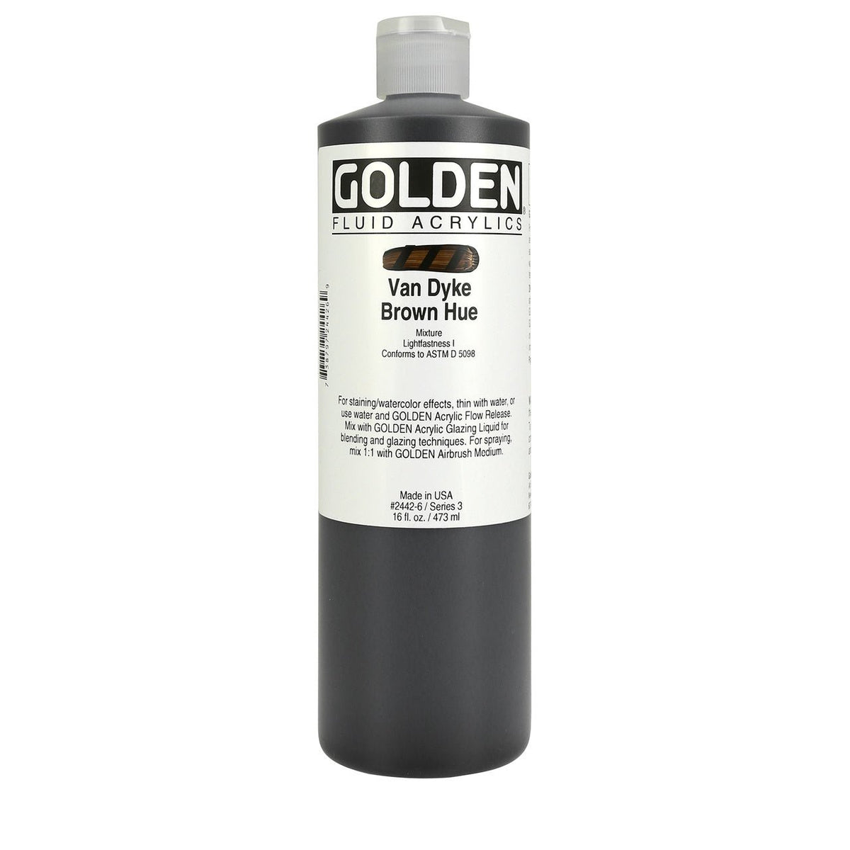 Golden Fluid Acrylic Van Dyke Brown Hue 16 oz - merriartist.com