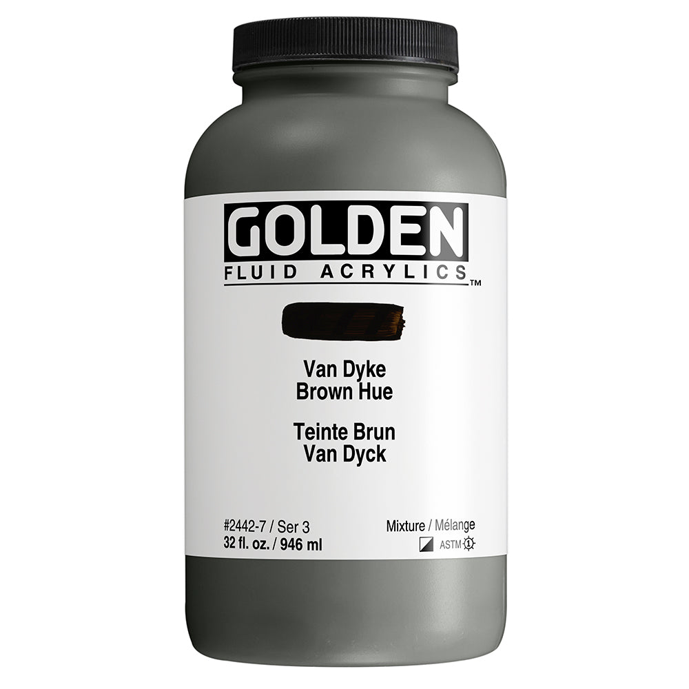 Golden Fluid Acrylic Van Dyke Brown Hue 32 oz - merriartist.com