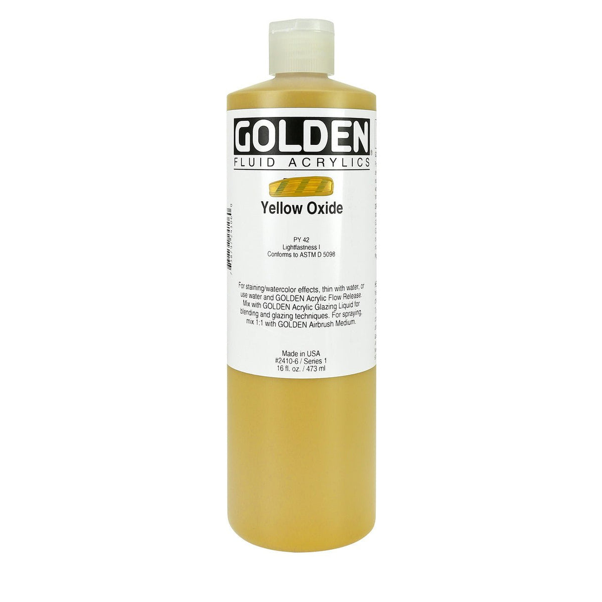 Golden Fluid Acrylic Yellow Oxide 16 oz - merriartist.com