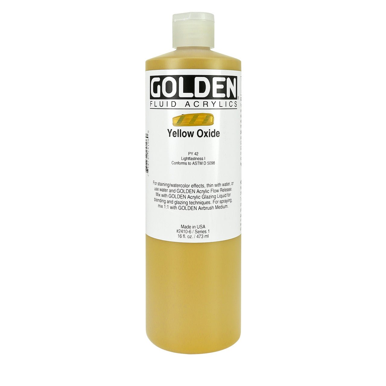 Golden Fluid Acrylic Yellow Oxide 16 oz - merriartist.com