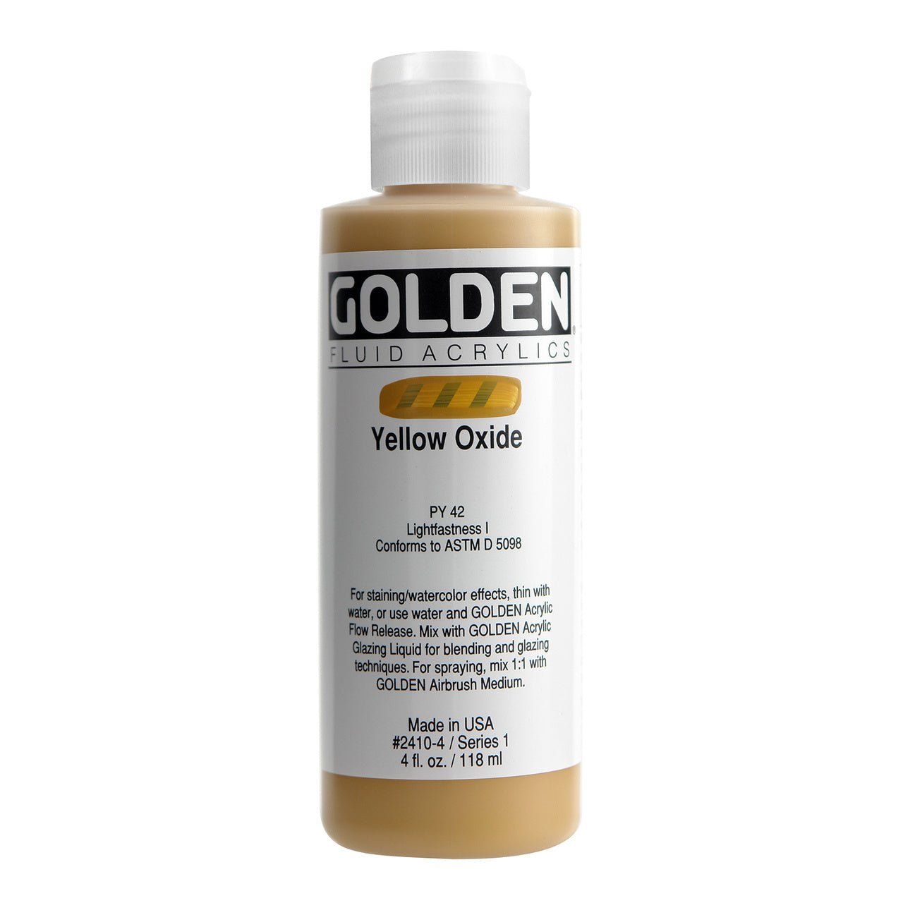 Golden Fluid Acrylic Yellow Oxide 4 oz - merriartist.com