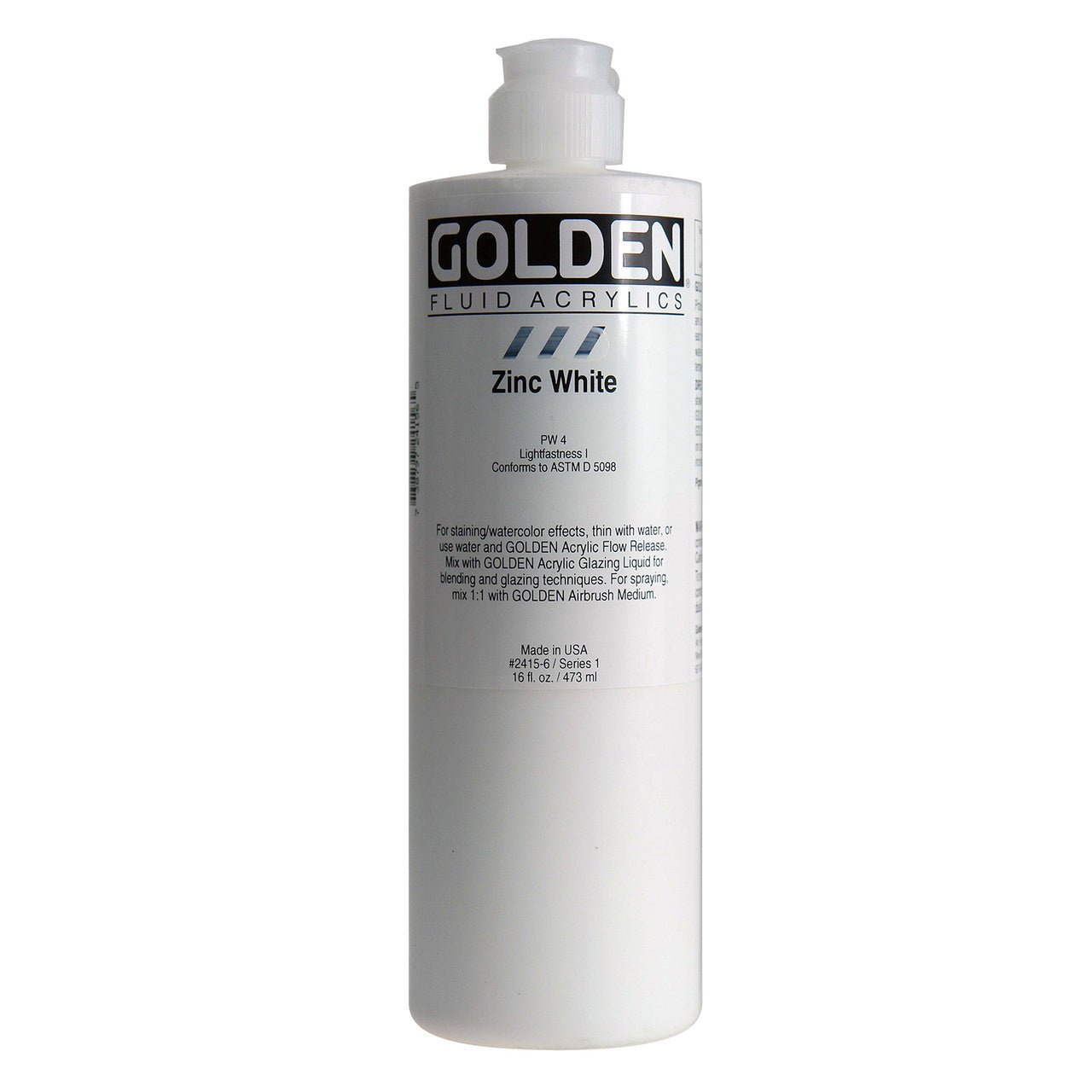Golden Fluid Acrylic Zinc White 16 oz - merriartist.com