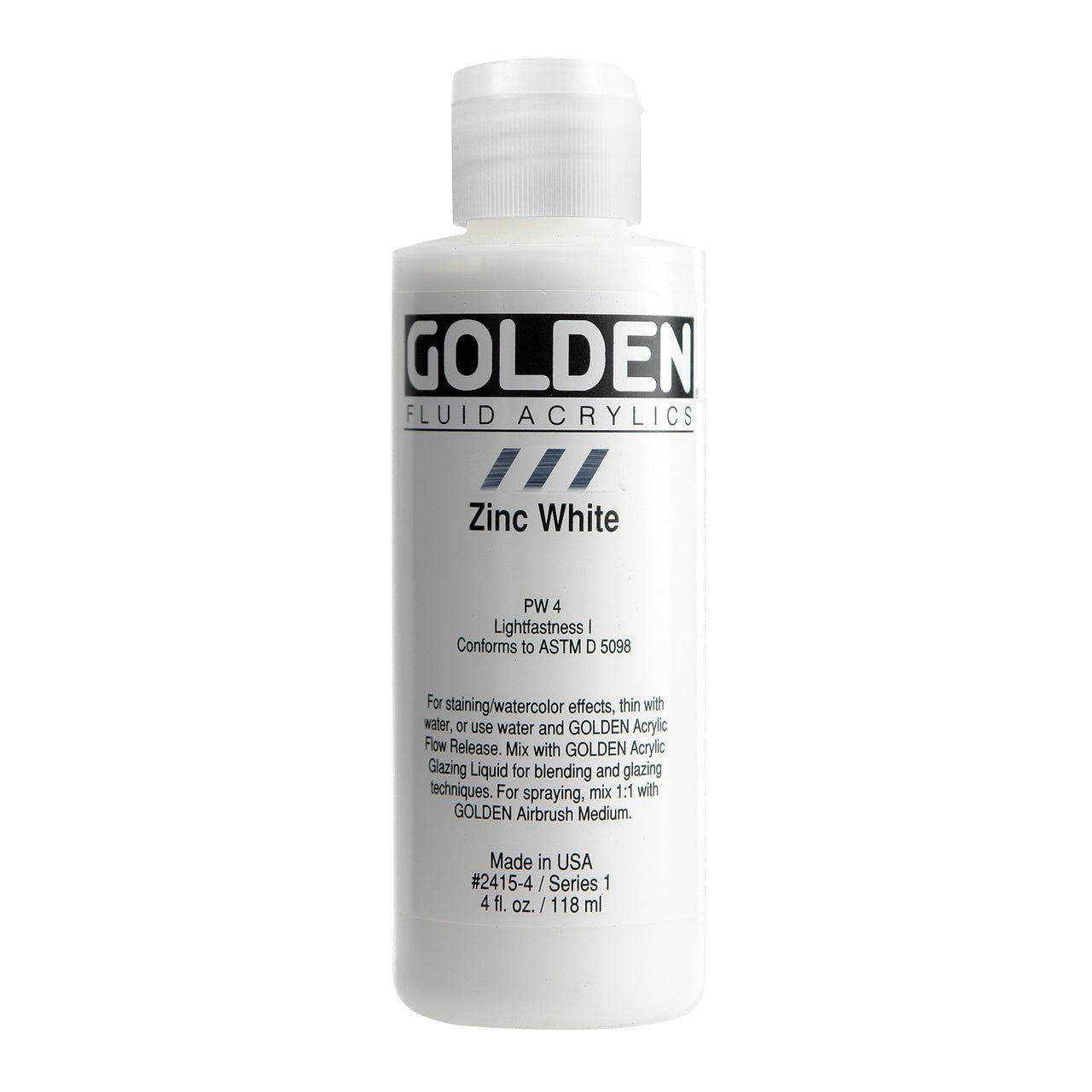 Golden Fluid Acrylic Zinc White 4 oz - merriartist.com