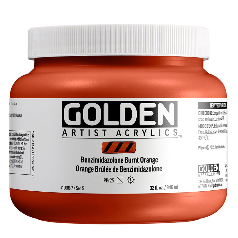 Golden Heavy Body Acrylic Benzimidazolone Burnt Orange 32 oz (pre-order) - The Merri Artist - merriartist.com